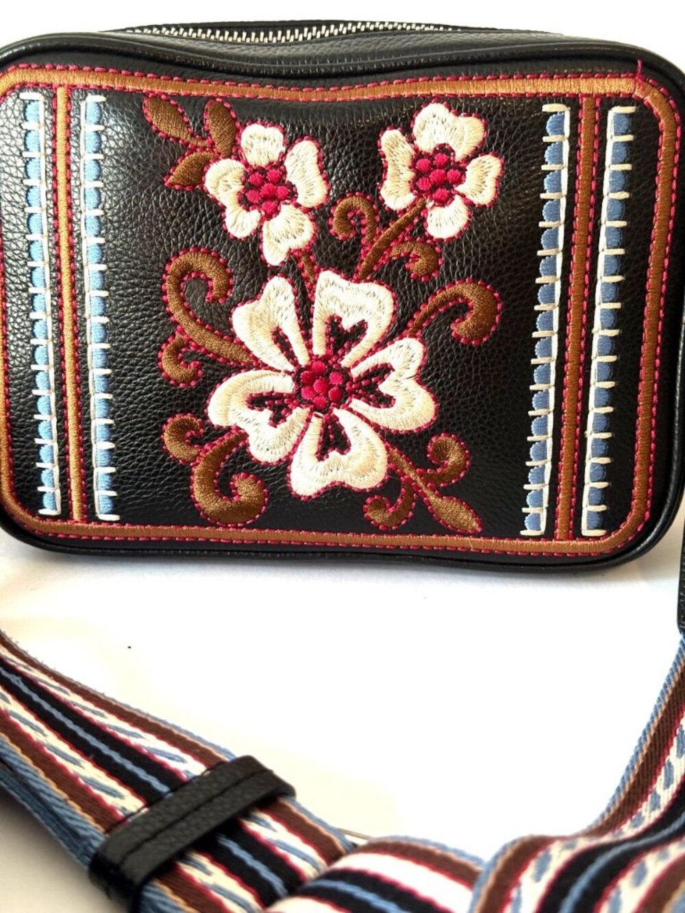 Vintage-inspired Brighton Wearable Art MultiColor Floral Embroidered bag